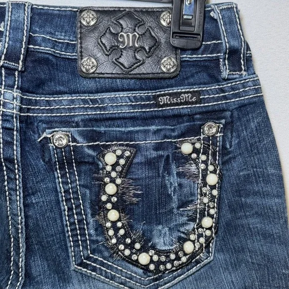 Miss Me Mid-Rise Boot Cut‎ Denim Blue Jeans - Picture 5 of 11